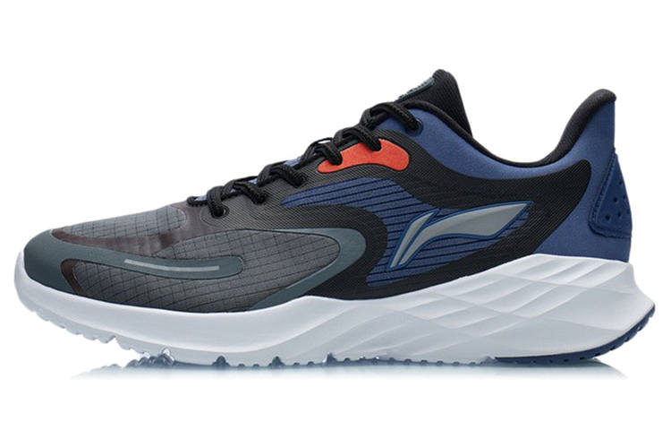 Li-Ning Li Ning Cushioning Slip Resistant Abrasion Resistant Reflective Low top Running Shoes Men's Blue Gray