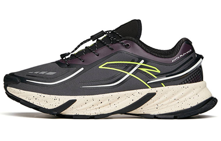 Anta Cushioning Slip Resistant Abrasion Resistant Low top Running Shoes Men's Gray Black Purple