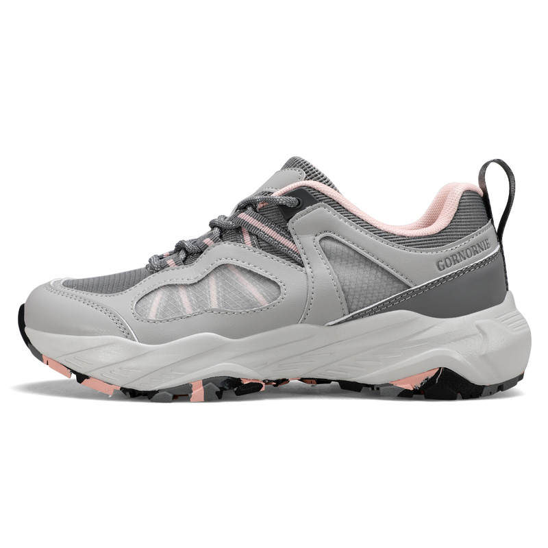 GORNORNIE Cushioning Abrasion Resistant Breathable Low top Casual Training Sprint Running Shoes Women's Gray Smoke Pink