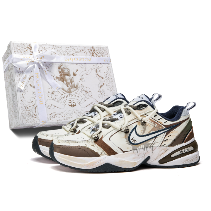 Nike Nike Air Monarch 4 Da Vinci, Box, Vector Region Slip Resistant Slip Resistant Low top Chunky Sneakers Unisex Brown