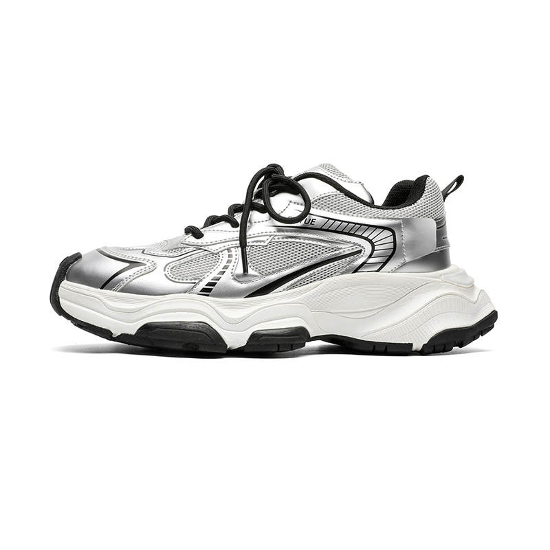 FEIYUE Slip-Resistant Abrasion-Resistant Low-top Chunky Sneakers Men's Silver Gray