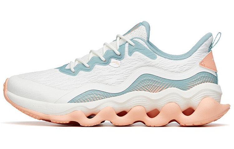 ANTA Running Shoes Women's Low Top Ivory White/Crab Shell Green/Light Rainbow Pink