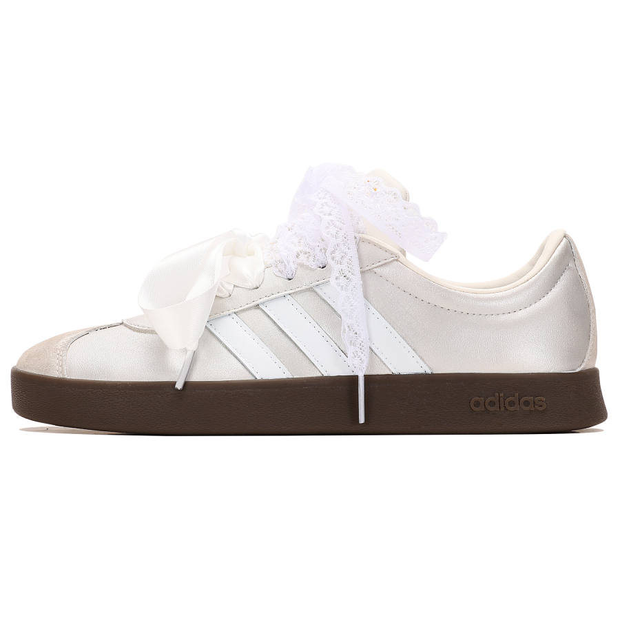 Adidas Adidas VL COURT 2.0 Slip Resistant Abrasion Resistant Low top Skateboard Shoes Unisex Silver White