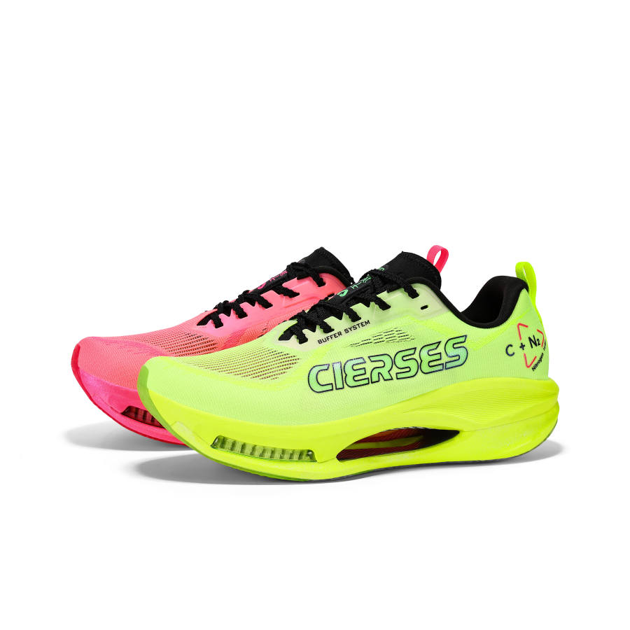 CIERSES C+N Casual Marathon Training Long Distance Running Shoes Unisex Green Pink Mismatched