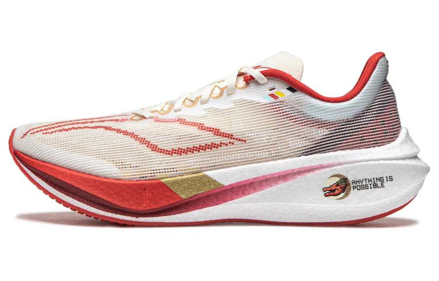 Li-Ning Li Ning Feidian 3 Challenger Fabric Cushioning Abrasion Resistant Breathable Low top Running Shoes Women's Red White