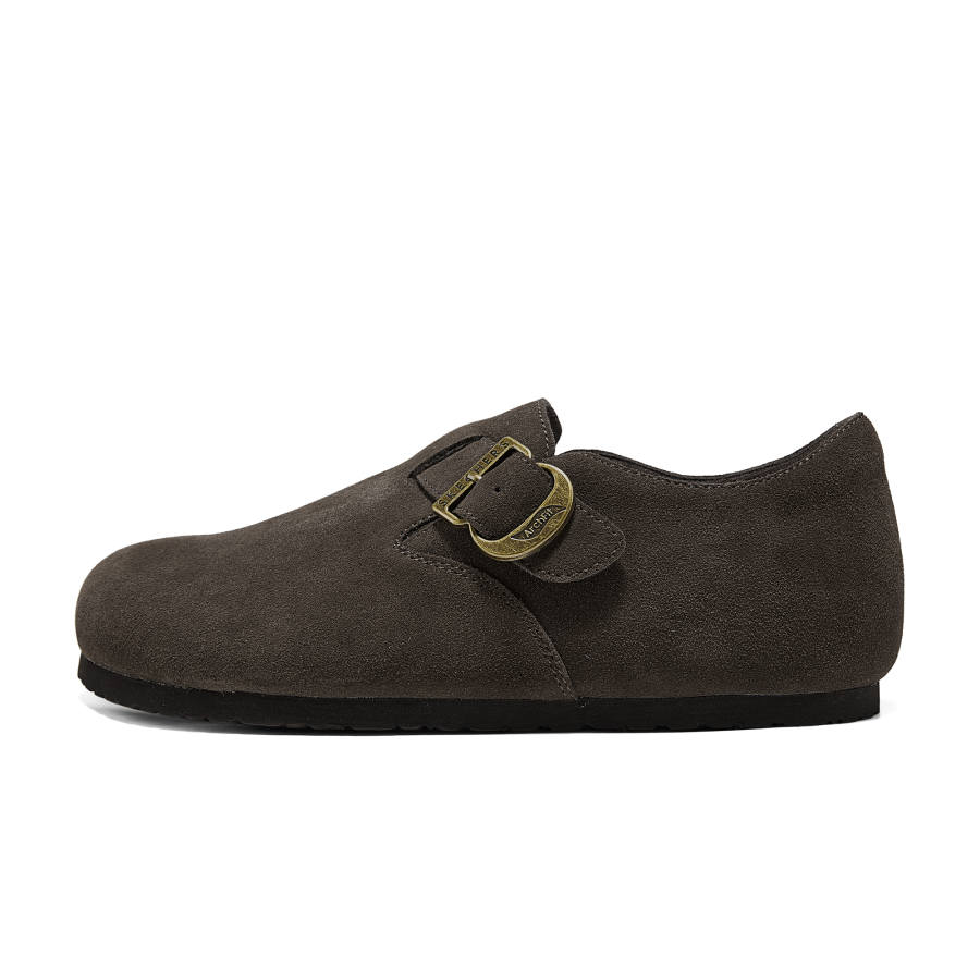 Skechers Birkenstock Style Shoes 2025 Fall Winter Cow Split Leather Casual Shoes Women's Chocolate