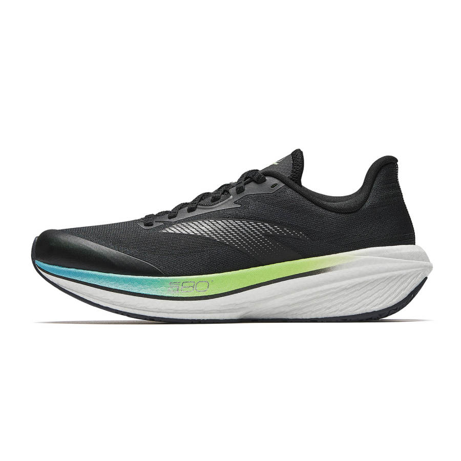Anta Textile, Synthetic Leather Low top Training Running Shoes Men's Black Green Silver