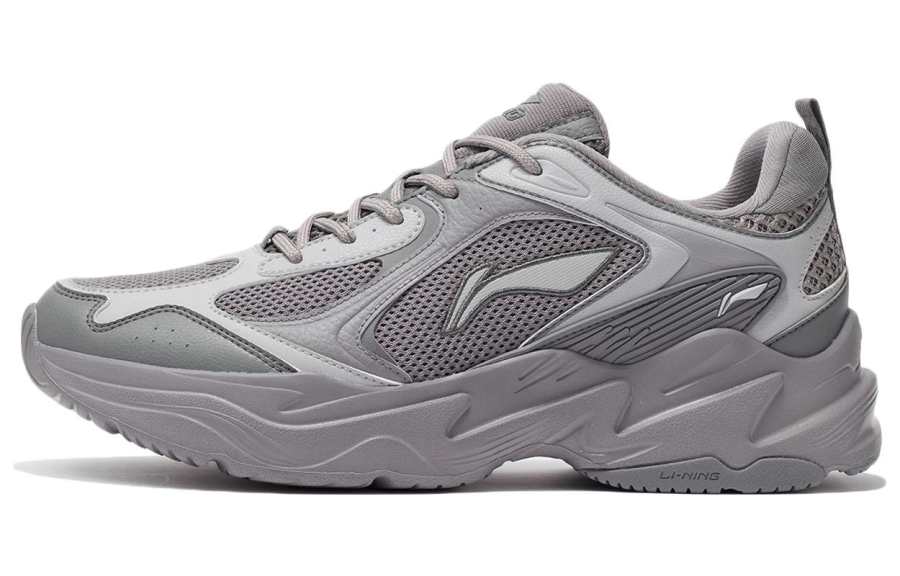 Li-Ning Li Ning Running Collection Fabric Cushioning Breathable Low top Long Distance Running Sprint Running Shoes Men's Gray
