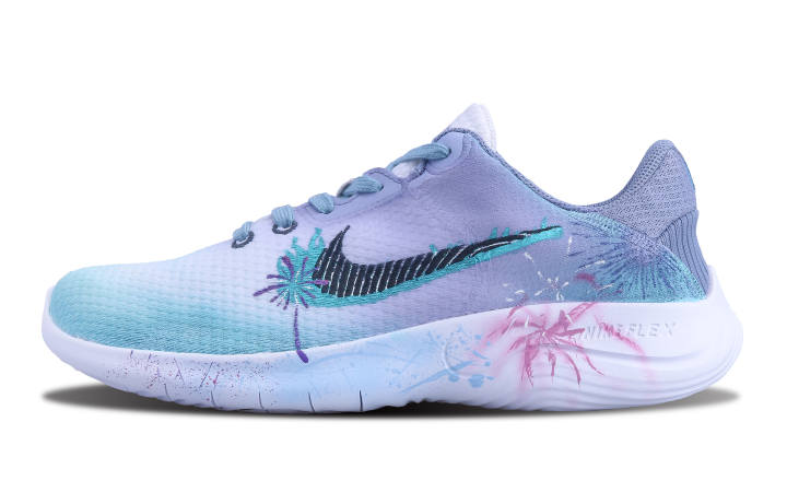 Nike Nike Flex Experience Run 11 Cushioning Slip Resistant Abrasion Resistant Low top Casual Running Shoes Men's Cyan Purple