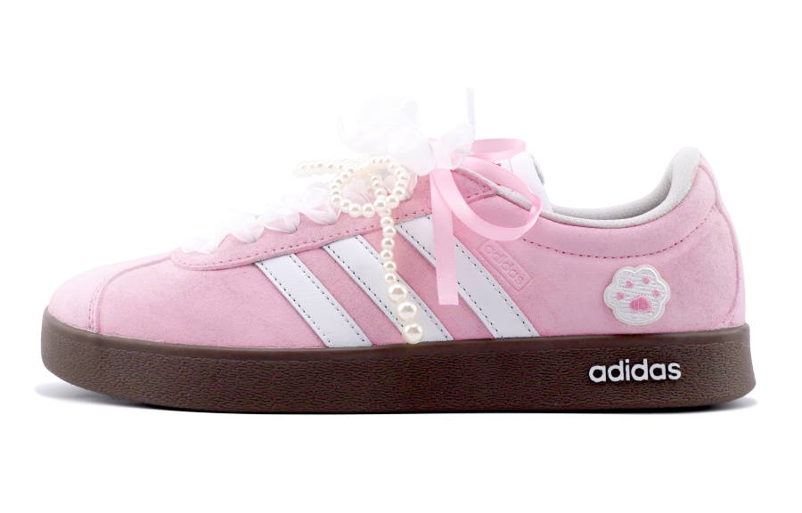 Adidas Adidas VL COURT 2.0 Cherry Blossom Pink Yibu Slip Resistant Abrasion Resistant Low top Skateboard Shoes Unisex Pink