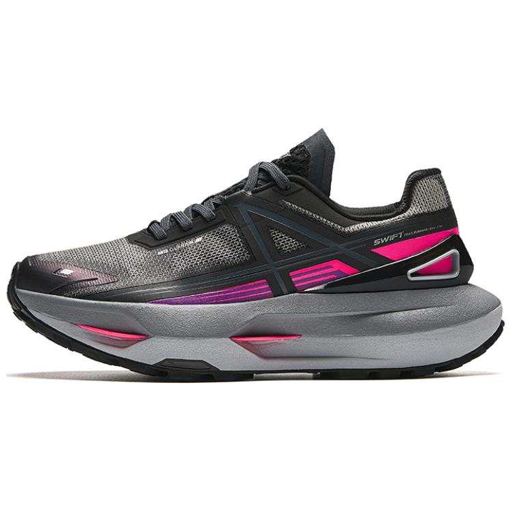 Anta Champion Swift Slip Resistant Abrasion Resistant Cushioning Low top Running Shoes Women's Black Red