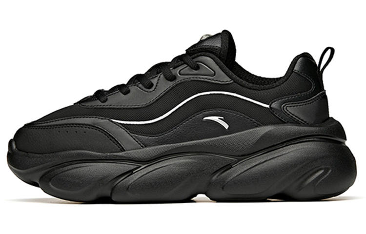 Anta Cushioning Slip Resistant Abrasion Resistant Breathable Low top Chunky Sneakers Women's Black