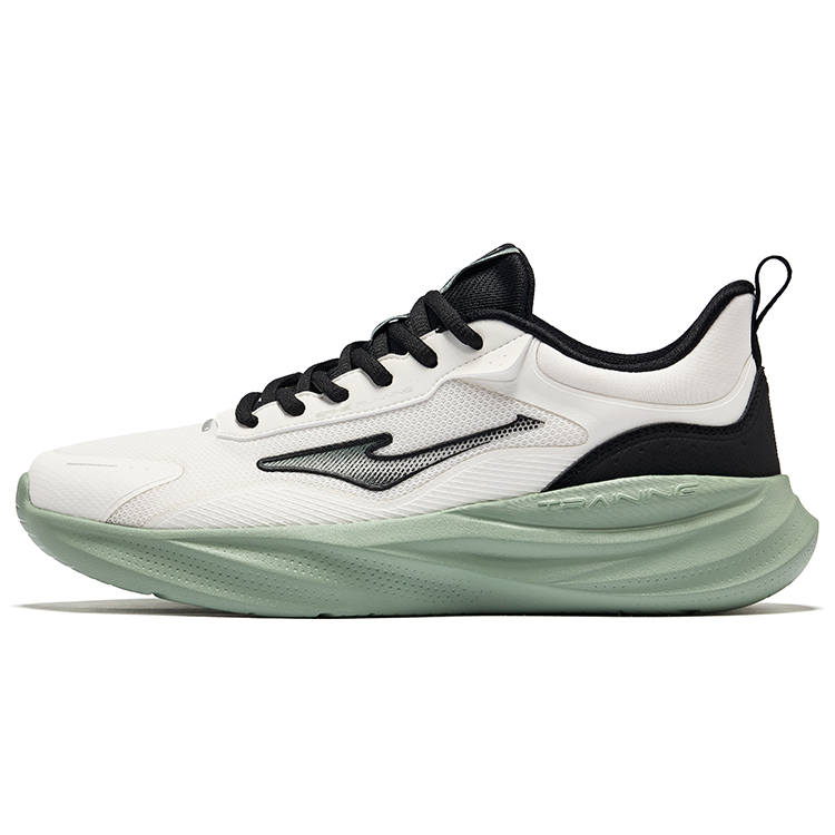 Erke Cushioning Lightweight Rebound Low top Casual Running Shoes Men's Microcrystal White Jet Black Emerald Wave
