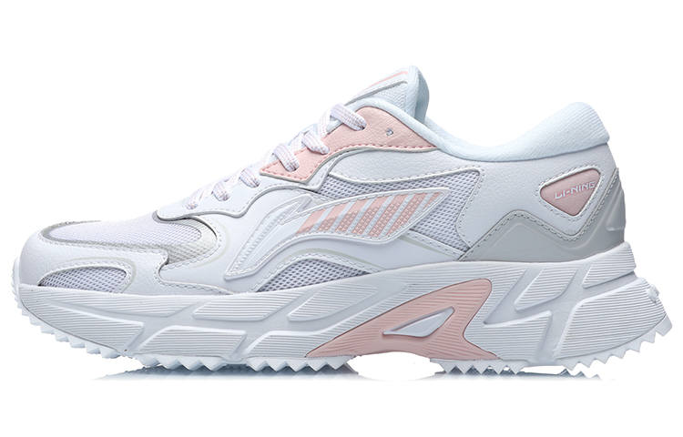 Li-Ning Li Ning Cushioning Slip Resistant Abrasion Resistant Breathable Lightweight Low top Sprint Running Shoes Women's White