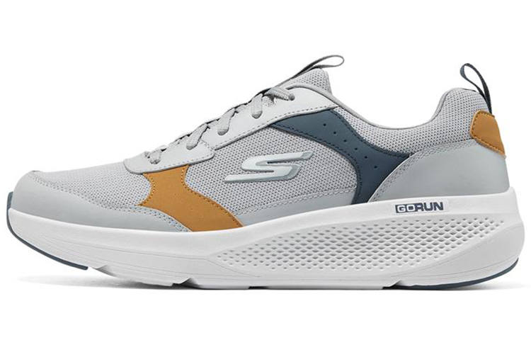 Skechers GO RUN Elevate Mesh, Leather Low top Casual Running Shoes Men's Gray Blue, Double Layer