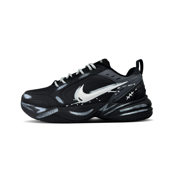 Nike Nike Air Monarch 4 Dawn Cushioning Lightweight Height Increasing Low top Chunky Sneakers Men's Black Silver