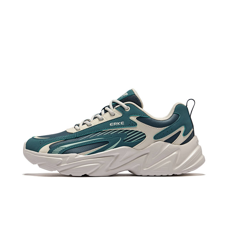 Erke Running Shoes Men's Low Top Pine Green, Copper Cyan