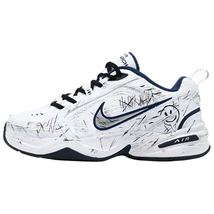 Nike Nike Air Monarch 4 Smile Abrasion Resistant Abrasion Resistant Low top Chunky Sneakers Unisex Black White