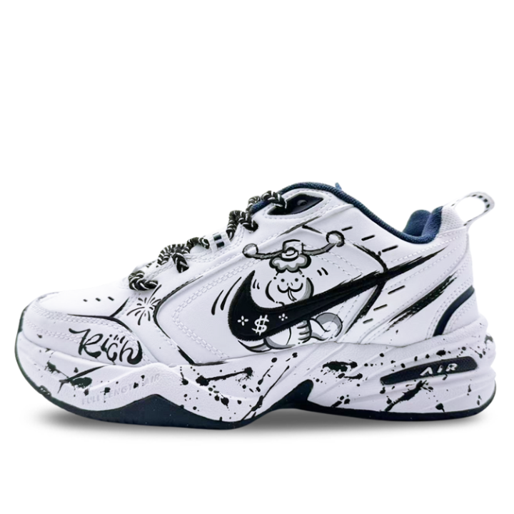 Nike Nike Air Monarch 4 Slip Resistant Abrasion Resistant Low top Chunky Sneakers Unisex Black White