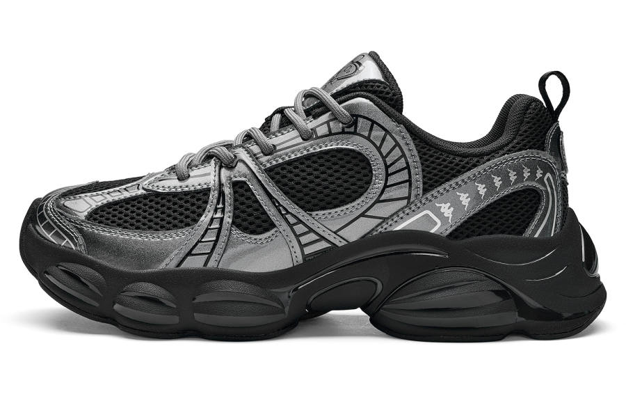 Kappa SERIES Abrasion Resistant Low top Casual Running Shoes Unisex Black Gun Nickel