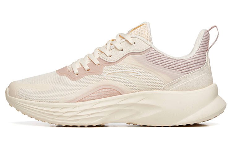 Anta Cushioning Slip Resistant Abrasion Resistant Breathable Low top Running Shoes Women's Beige Pink
