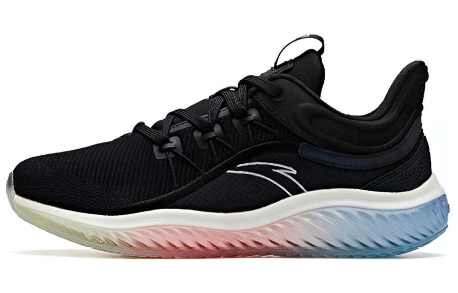 Anta Slip Resistant Cushioning Lightweight Breathable Low top Running Shoes Women's Black White