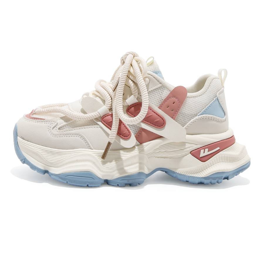 Warrior Abrasion Resistant, Breathable, Lightweight Low top Chunky Sneakers Women's Beige Pink Red Blue