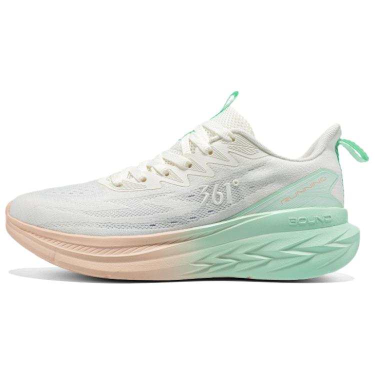 361° Abrasion Resistant Breathable Cushioning Low top Casual Sprint Running Shoes Women's White Green