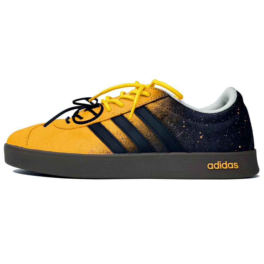 Adidas Adidas VL COURT 2.0 Slip Resistant Cushioning Abrasion Resistant Low top Skateboard Shoes Unisex Black Yellow