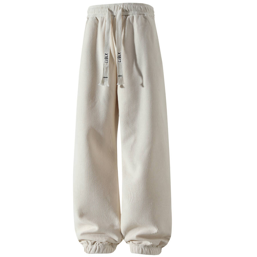 X1617 Casual Pants Unisex Thickened And Fleece Lined Wide Leg Pants
