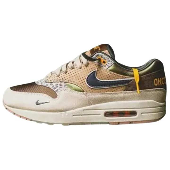 Nike Nike x Division St. Air Max 1 Cushioning Abrasion Resistant Breathable Low top Running Shoes Men's Tan
