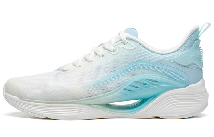 XTEP Qing Feng 5.0 Fabric Cushioning Breathable Lightweight Low top X FLOW Sprint Running Shoes Men's White Blue