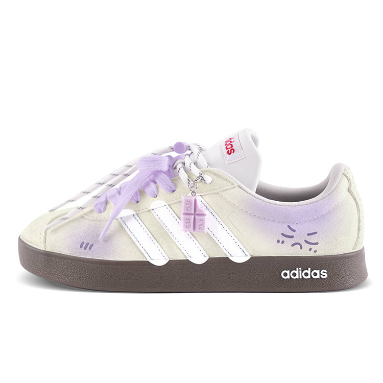 Adidas Adidas VL COURT 2.0 Abrasion Resistant Abrasion Resistant Low top Skateboard Shoes Unisex Purple Beige