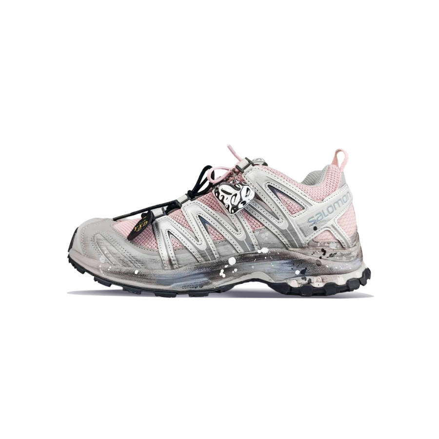 SALOMON XA PRO 3D Cushioning Support Cushioning Support Low top Running Shoes Unisex Silver Pink