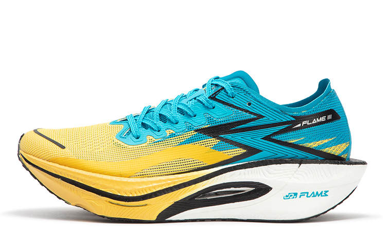 361° Flame 3 Low top Carbon Plate Running Shoes Unisex Yellow Blue