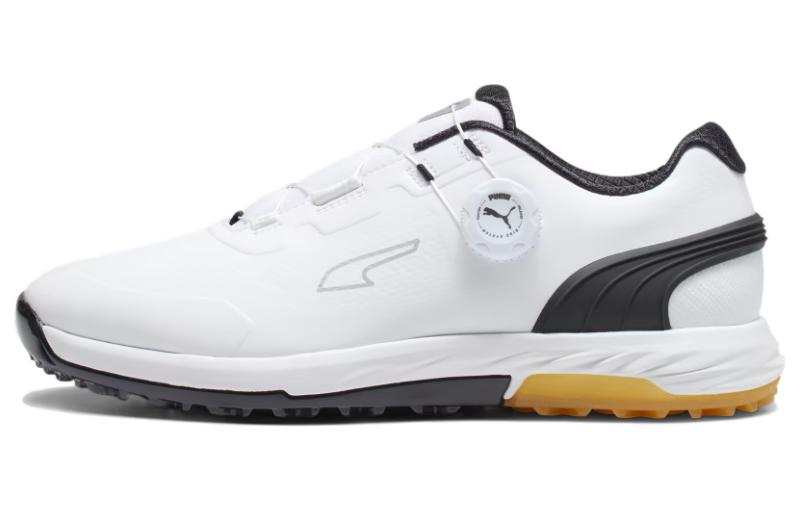 PUMA Alphacat Nitro DISC Cushioning Abrasion Resistant Cushioning, Wear Resistant Low top Golf Shoes Men's White Black