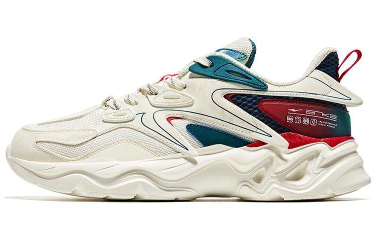 Erke HENANBOWUYUAN x Erke Shock Absorbers Slip Resistant Abrasion Resistant Low Top Running Shoes Men's White Green Red