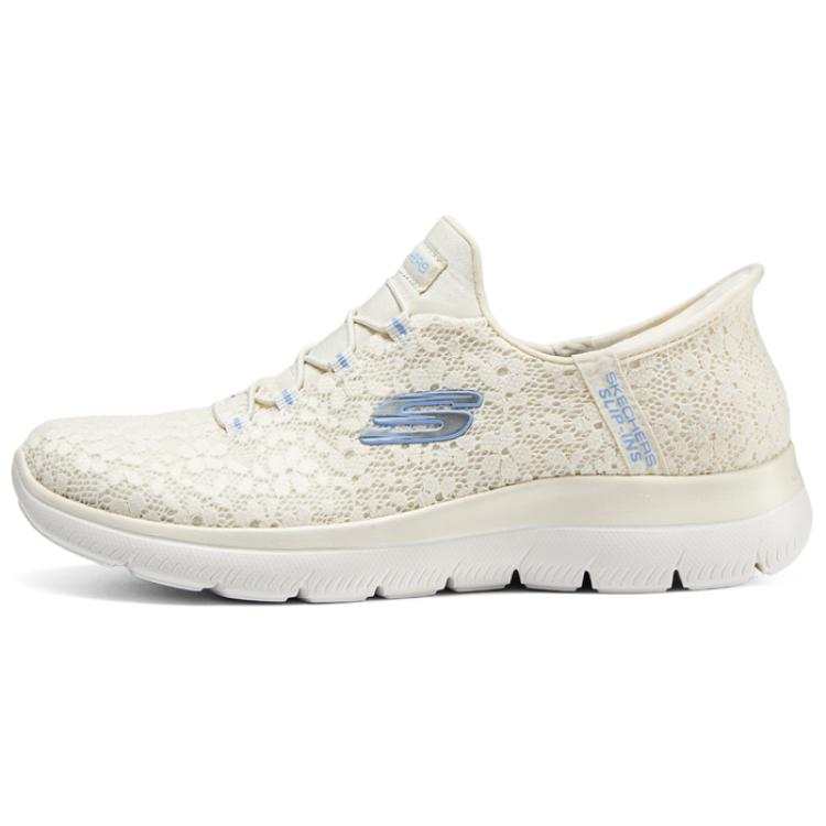 Skechers Fabric Cushioning Breathable Cushioning Breathable Low top Running Shoes Women's Ivory