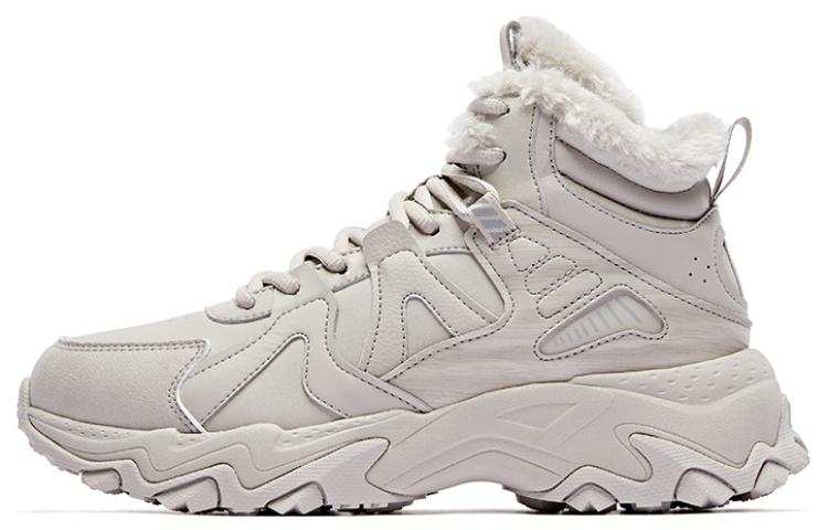 QIAODAN Fleece lined Cushioning Slip Resistant Lightweight High top Running Shoes Women's Gray