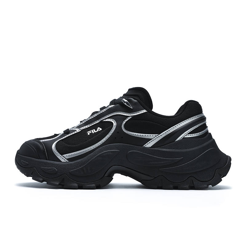FILA SOFIA 4 Abrasion Resistant Height Increasing Low top Chunky Sneakers Women's Black White