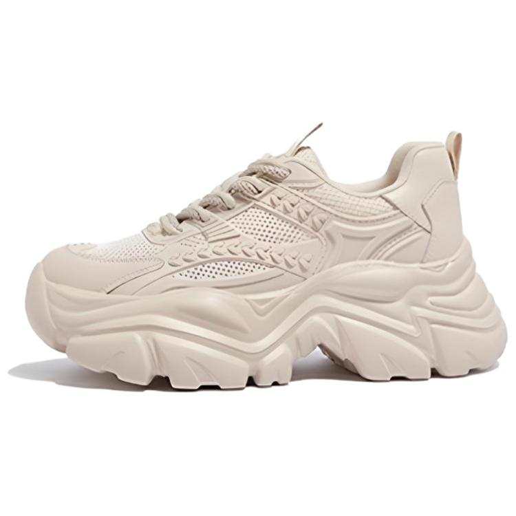 CAMEL Breathable Height Increasing Low top Chunky Sneakers Women's Apricot