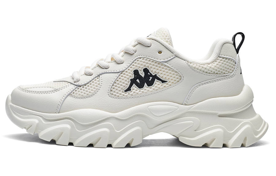 Kappa Back to Back Textile, Synthetic Leather Low top Chunky Sneakers Women's White Black