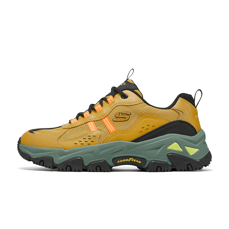 Skechers Cushioning Abrasion Resistant Breathable Height Increasing Low top Casual Shoes Men's Yellow
