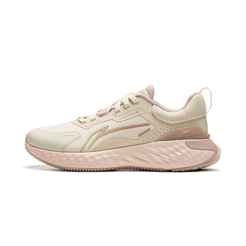 Li-Ning Li Ning Cloud Shield Cushioning Slip Resistant Abrasion Resistant Low top Casual Running Shoes Women's Beige Pink