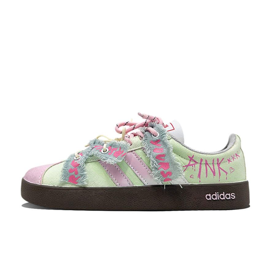 Adidas Adidas VL COURT 2.0 Lifestyle Denim Peach Lightweight Low top Skateboard Shoes Unisex Green