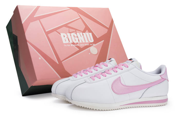 Nike Nike Cortez Slip Resistant Abrasion Resistant Low top Running Shoes Women's White Pink