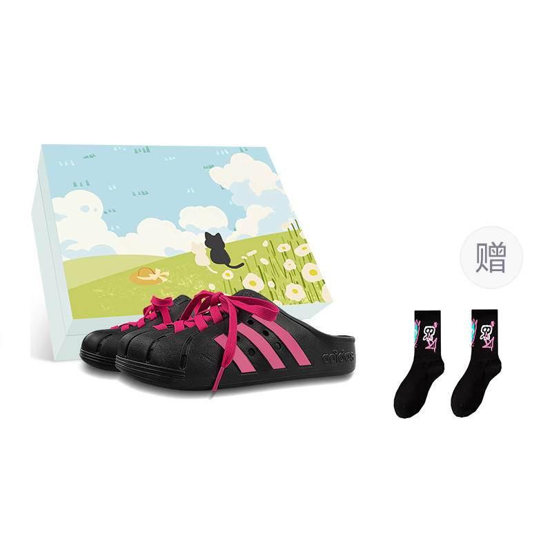 Adidas Adidas Adilette Slip Resistant Closed Toe Slippers Unisex Black Pink