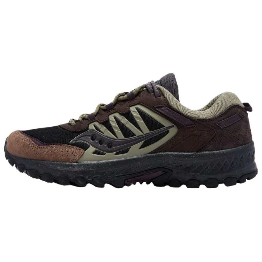 Saucony GRID PEAK Lightweight Running Shoes Unisex Black Green Umber
