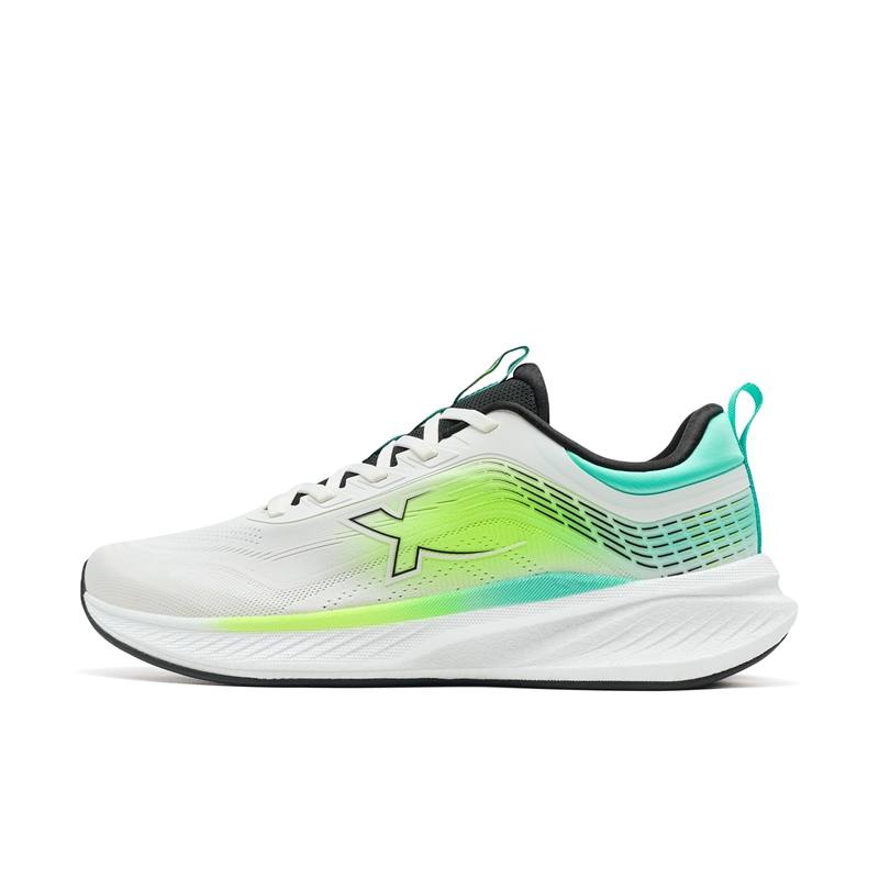 XTEP Running Shoes Men's Low Top Sail White, Fluorescent Light Yellow Green, Teal