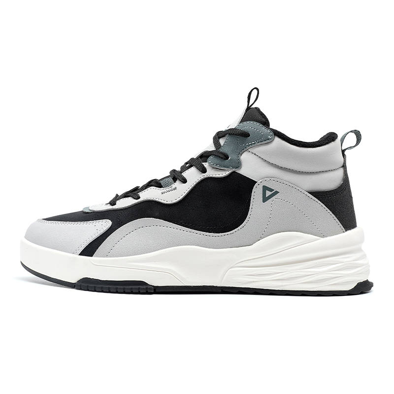 PEAK Thick Cotton Fleece Lined Skateboard Shoes Thermal Cushioning Height Increasing High top Casual Insulated Shoes